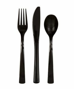 Black Party Reusable Plastic Cutlery Pack