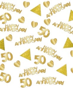 50th Gold Sparkling Wedding Anniversary Confetti