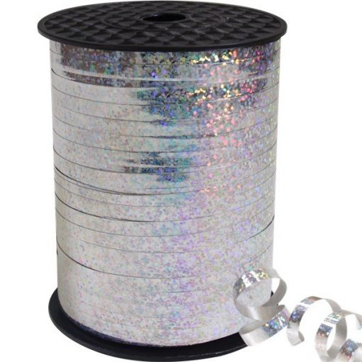 Silver Holographic Curling Balloon 5mm Ribbon