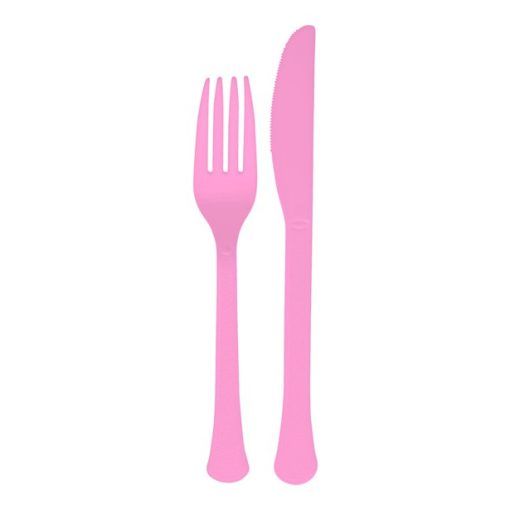 Bright Pink Reusable Plastic Cutlery Set