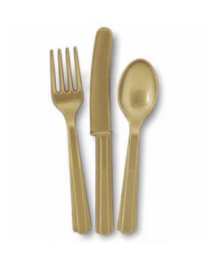 Gold Reusable Plastic Cutlery Set