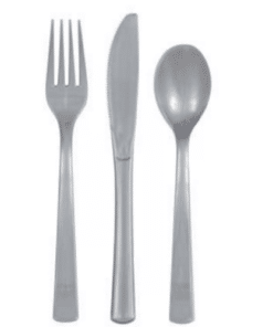 Silver Reusable Plastic Cutlery Set