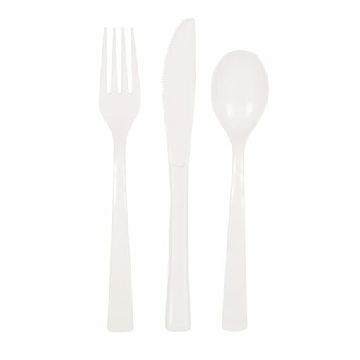 White Assorted Reusable Plastic Cutlery