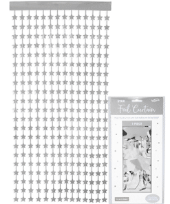 Silver Foil Stars Back Drop Door Curtain