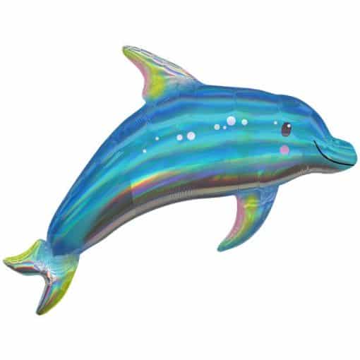 Blue Dolphin Iridescent Supershape Balloon