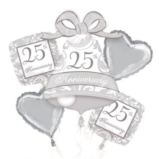 25th Silver Sparkling Wedding Anniversary Balloon Bouquet