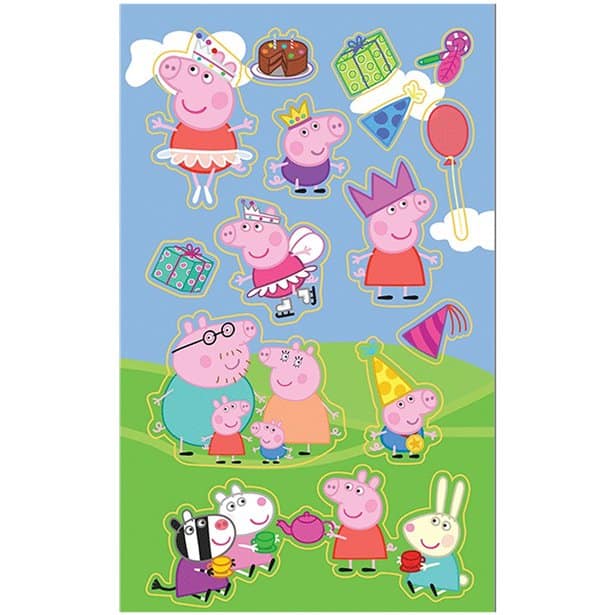 Peppa Pig Stickers Party Bags Fun Foiled Sticker Craft Sticker Sheet