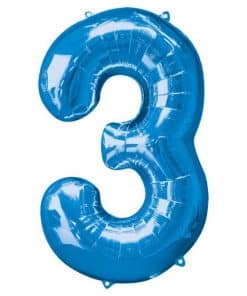 Blue Number 3 Balloon