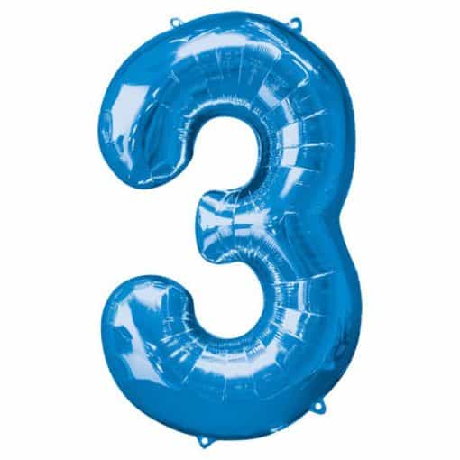 Blue Number 3 Balloon