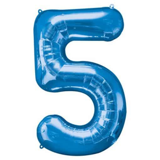 Blue Number 5 Balloon - 34