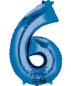 Blue Number 6 Foil Balloon