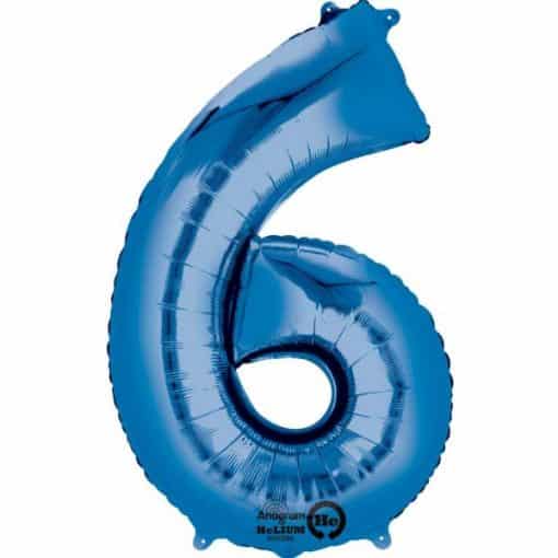 Blue Number 6 Foil Balloon