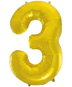 Gold Number 3 Balloon