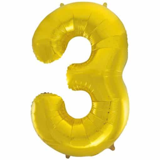 Gold Number 3 Balloon