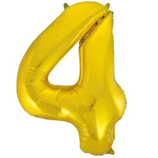 Gold Number 4 Balloon