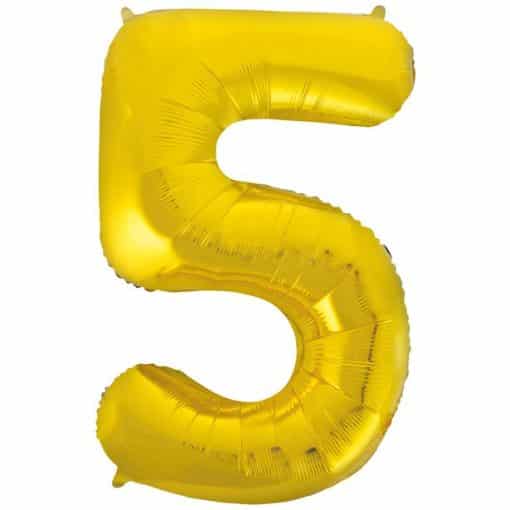 Gold Number 5 Balloon