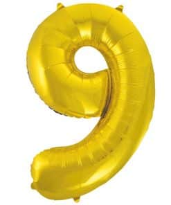 Gold Number 9 Balloon