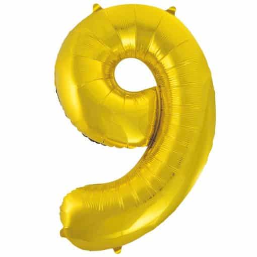 Gold Number 9 Balloon