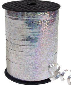 Silver Holographic Curling Balloon Ribbon
