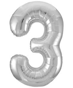 Silver Number 3 Balloon