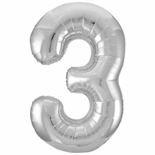 Silver Number 3 Balloon