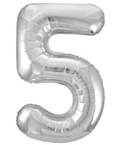 Silver Number 5 Balloon