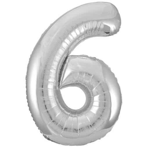 Silver Number 6 Balloon