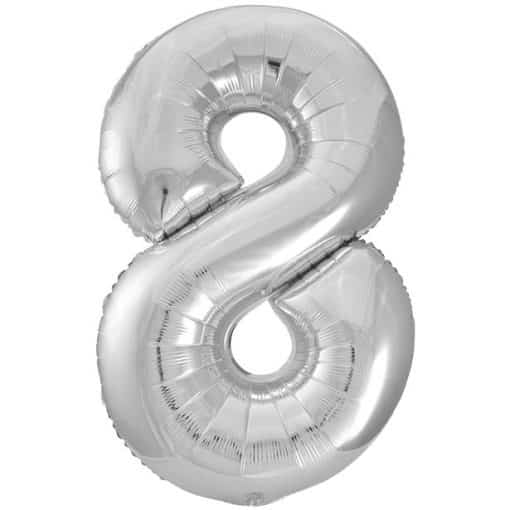 Silver Number 8 Balloon