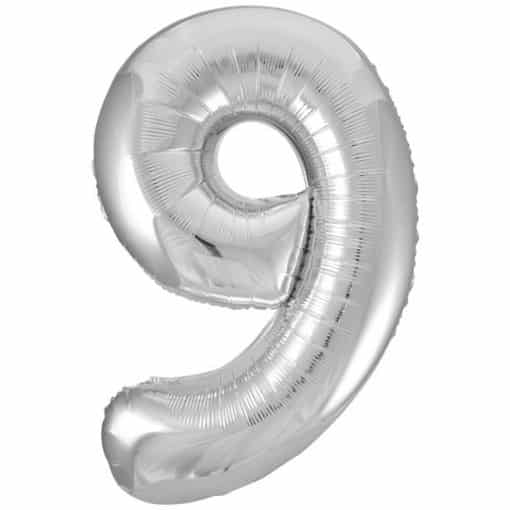 Silver Number 9 Balloon