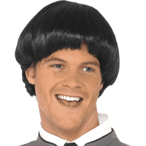 60's Style Bowl Mod Adult Black Wig