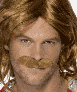 70's Super Trouper Adult Wig & Moustache Set