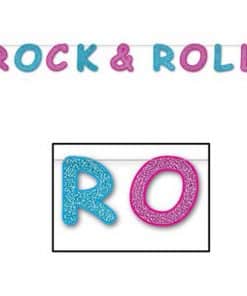 Rock & Roll 1950’s Party Supplies Glittered Rock and Roll Banner