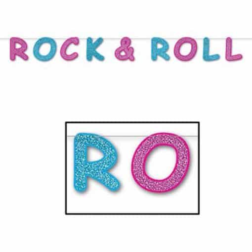 Rock & Roll 1950’s Party Supplies Glittered Rock and Roll Banner