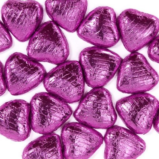 Pink Foil Chocolate Hearts