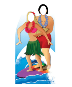 Surfer Couple Stand In Cardboard Cutout