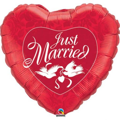 Just Married Red & White Doves Wedding Balloon