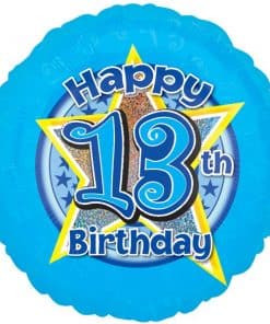 13th Birthday Blue Stars Balloon