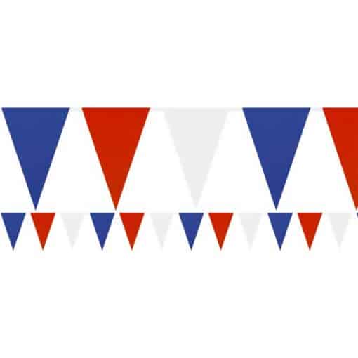 Red, White & Blue Solid Colour Plastic Bunting