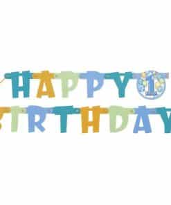 Happy 1st Birthday Blue Jointed Letter Banner