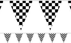 grand prix checked Black and White Bunting