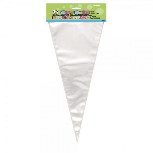 Clear Cellophane cone shaped sweet bags 38cm x 16.5cm