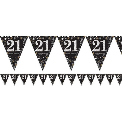 Sparkling Celebration Age 21 Prismatic Foil Bunting - 4m