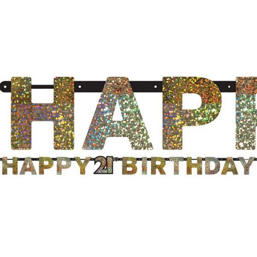 Sparkling Celebration Age 21 Prismatic Letter Banner