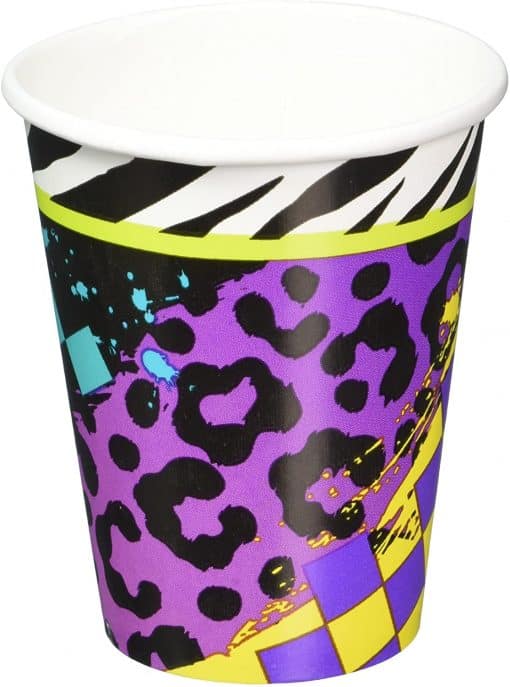 Totally 1980s Paper Party Cups, Plates & Napkins - Next Day Delivery