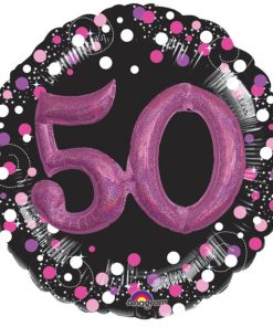 50th Birthday Pink Sparkling Celebration 3D Multi- Balloon