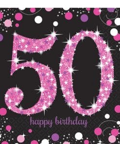 Pink Celebration Age 50 Paper Napkins