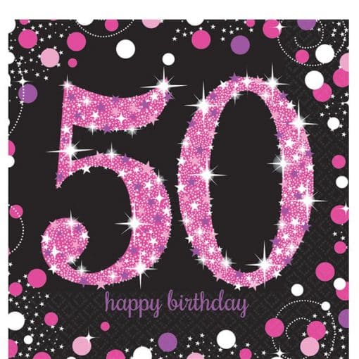 Pink Celebration Age 50 Paper Napkins