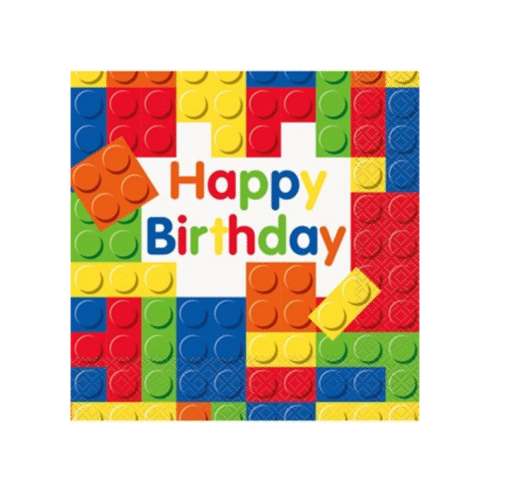 Building Blocks Happy Birthday Napkin