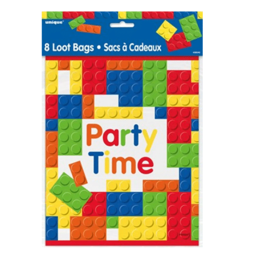 Block Themed Party Plastic Loot Bags