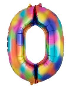 Rainbow Splash Number 0 Foil Balloon